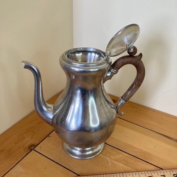 Royal Holland Daalderop Pewter Coffee Pot with Lid Wood Thorn Handle *Dented - Picture 6 of 9